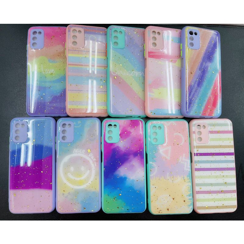 Case Flake Rainbow OPPO A16 A1K A37 A59 A15 Casing Lucu Colour Glitter Terbaru