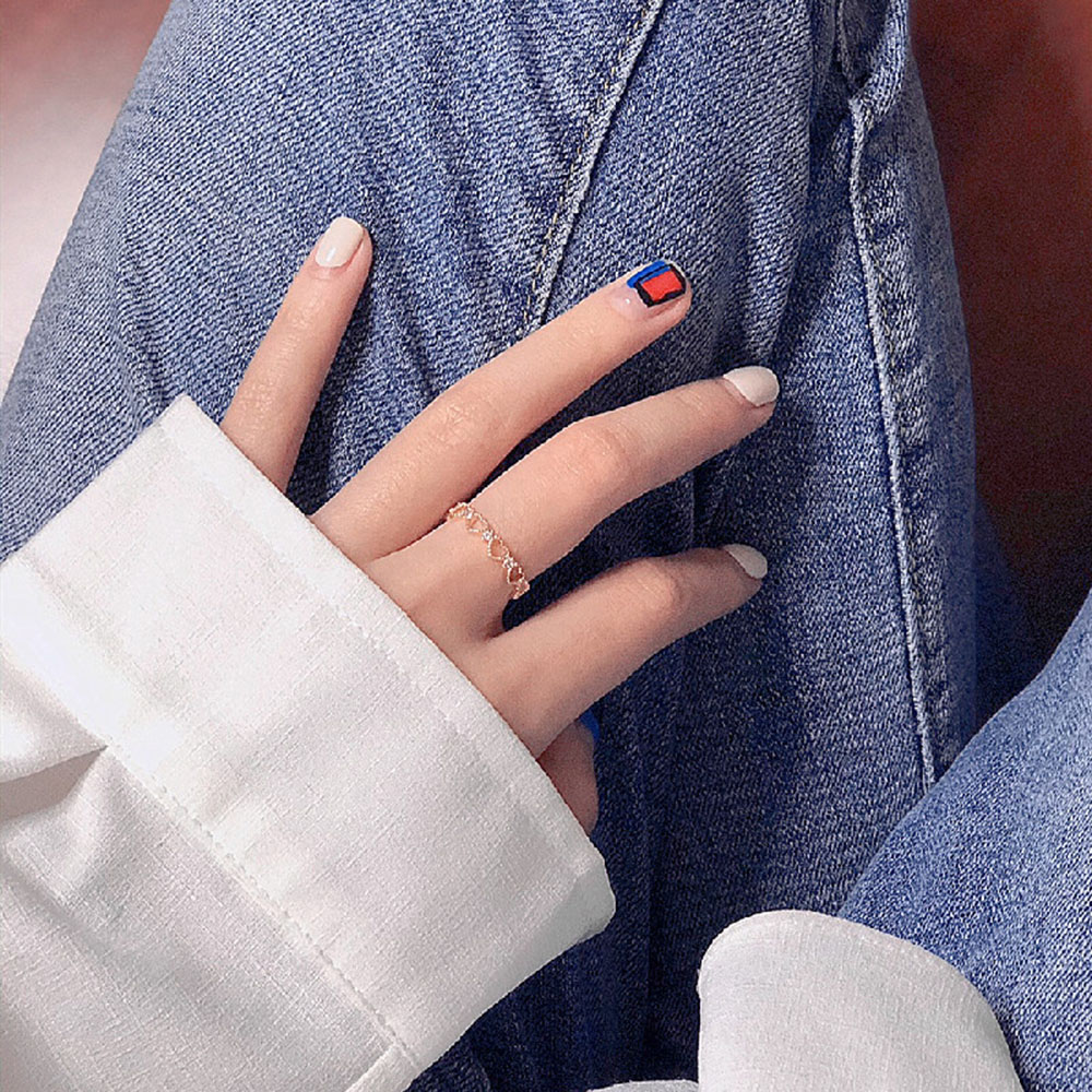 【COD Tangding】Japan and South Korea Hollow Heart Finger Ring Female Ins Style Fashion Simple Rings for Girls