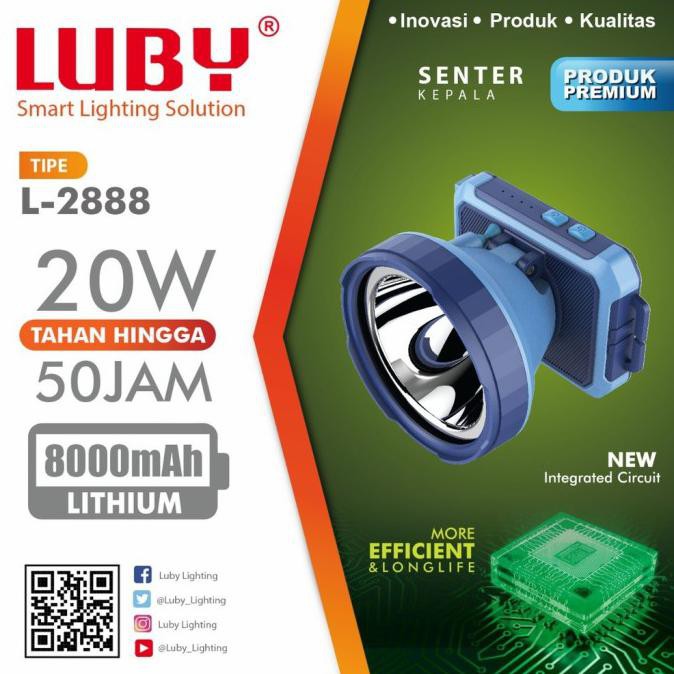 Senter Kepala LUBY L-2888/ Senter Kepala LUBY 2888 20W Putih/L2888