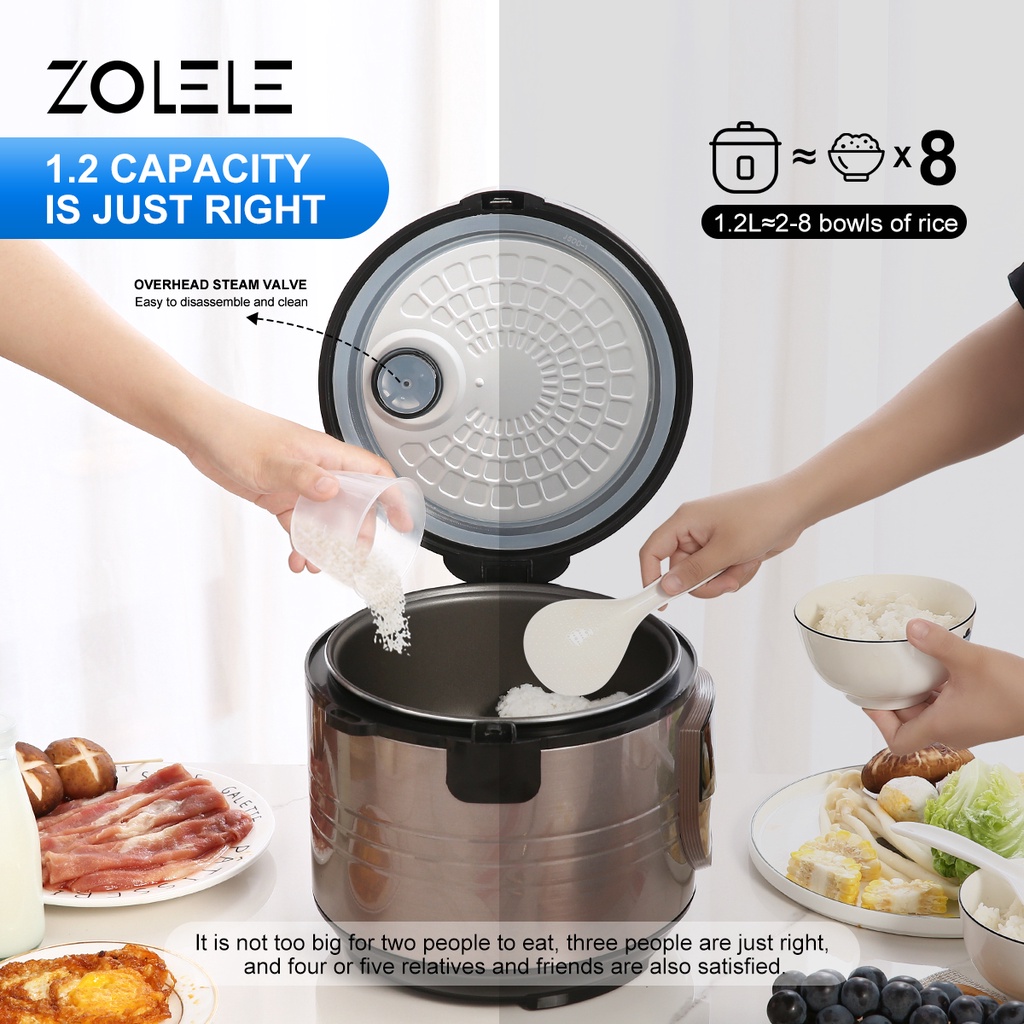 ZOLELE Rice Cooker Mini Penanak Nasi 3-5 Porsi Eletric Pressure Cooker Multi Non Stick Cooking Pot Panci Elektrik Multifungsi Steamer Low Watt Home Kitchen ZB501