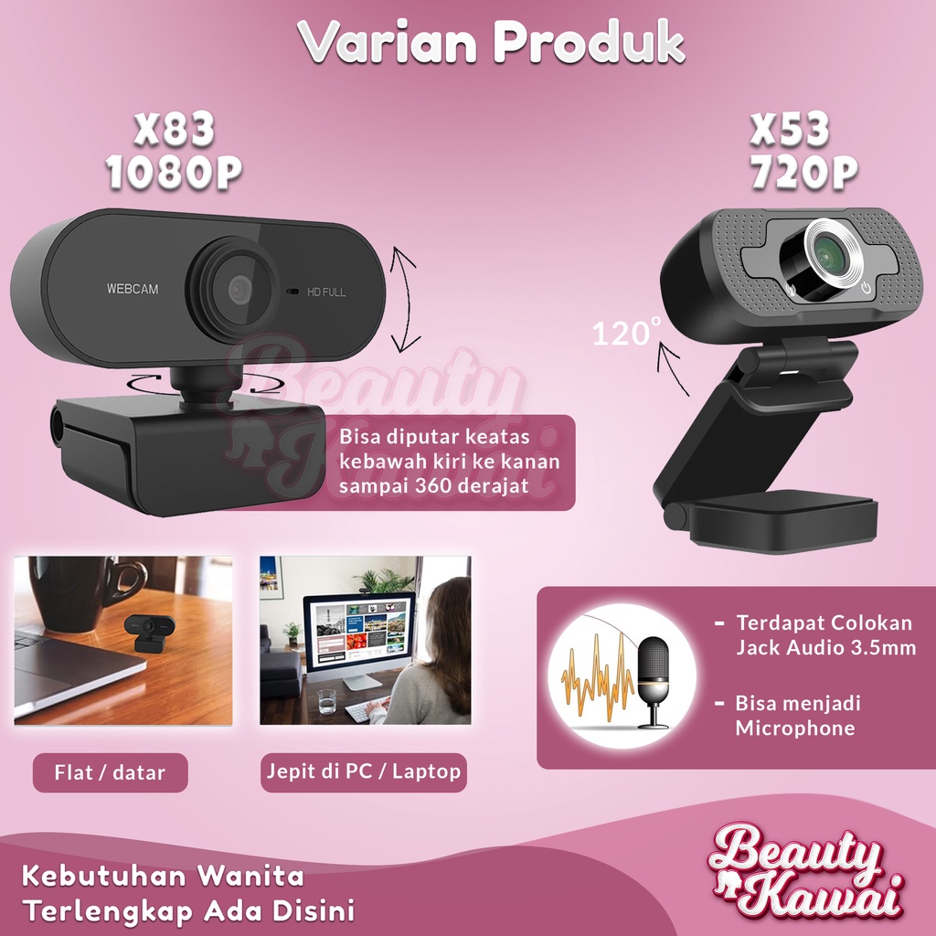 Webcam 1080p Laptop Kamera USB Komputer Full HD Resolusi 1080P