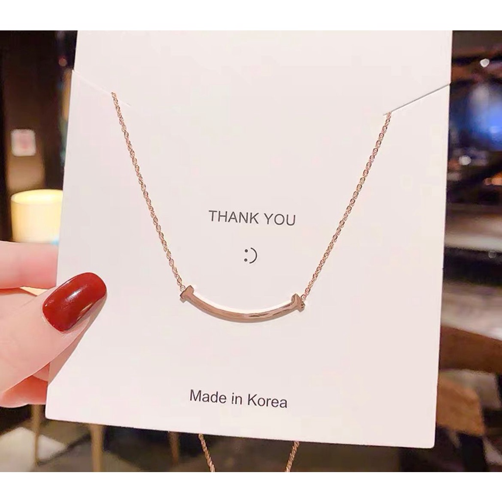 KALUNG RANTAI GAYA FASHION KOREA HIP HOP TITANIUM ROSE GOLD POLOS FLAT IMPOR