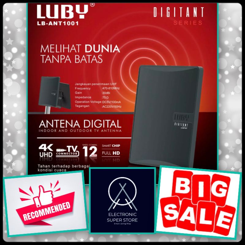 ANTENA TV LED DIGITAL LUBY LB-ANT1001 SMART CHIP 4K UHD INDOOR OUTDOOR ANTENA DIGITAL LED TV