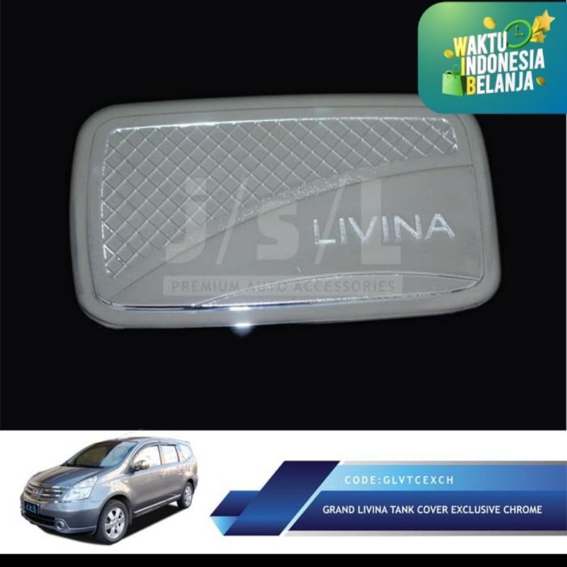 tank cover/ tutup tangki mobil grand Livina exclusive chrome jsl