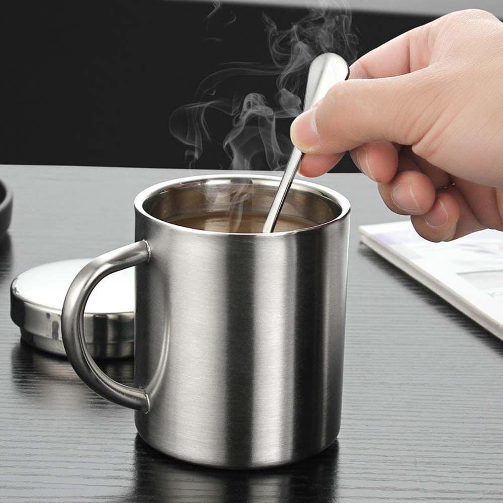 Lanfy Double Walled Cup Portable Menebal Untuk Kopi Teh Minuman Stainless Steel Insulated Mug Mug Mug