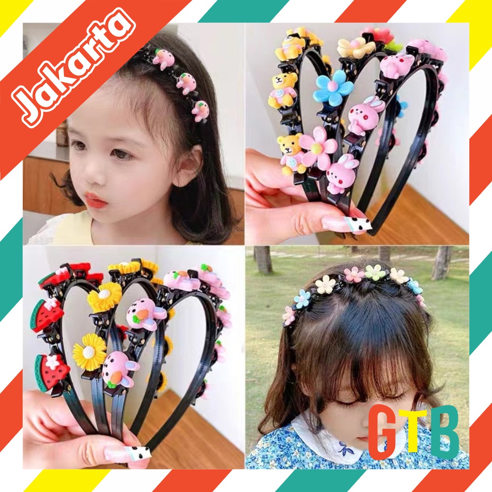 ❤️GTB❤️ Ikat Kepala Anak Fashion Korea 2 in 1 Jepit Rambut Pola Kartun Jepit Rambut Lingkaran Rambut R700