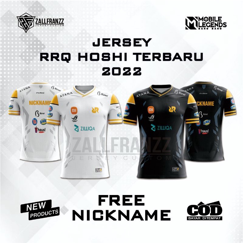 JERSEY KAOS GAMING RRQ HOSHI TERBARU 2022 FULL PRINT / FREE NICKNAME