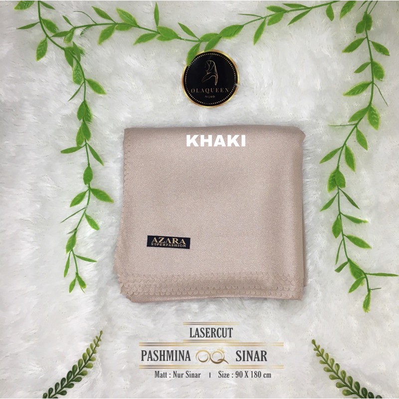90x180cm Pashmina Glowing Nur Sinar Lasercut by Azara-KHAKI