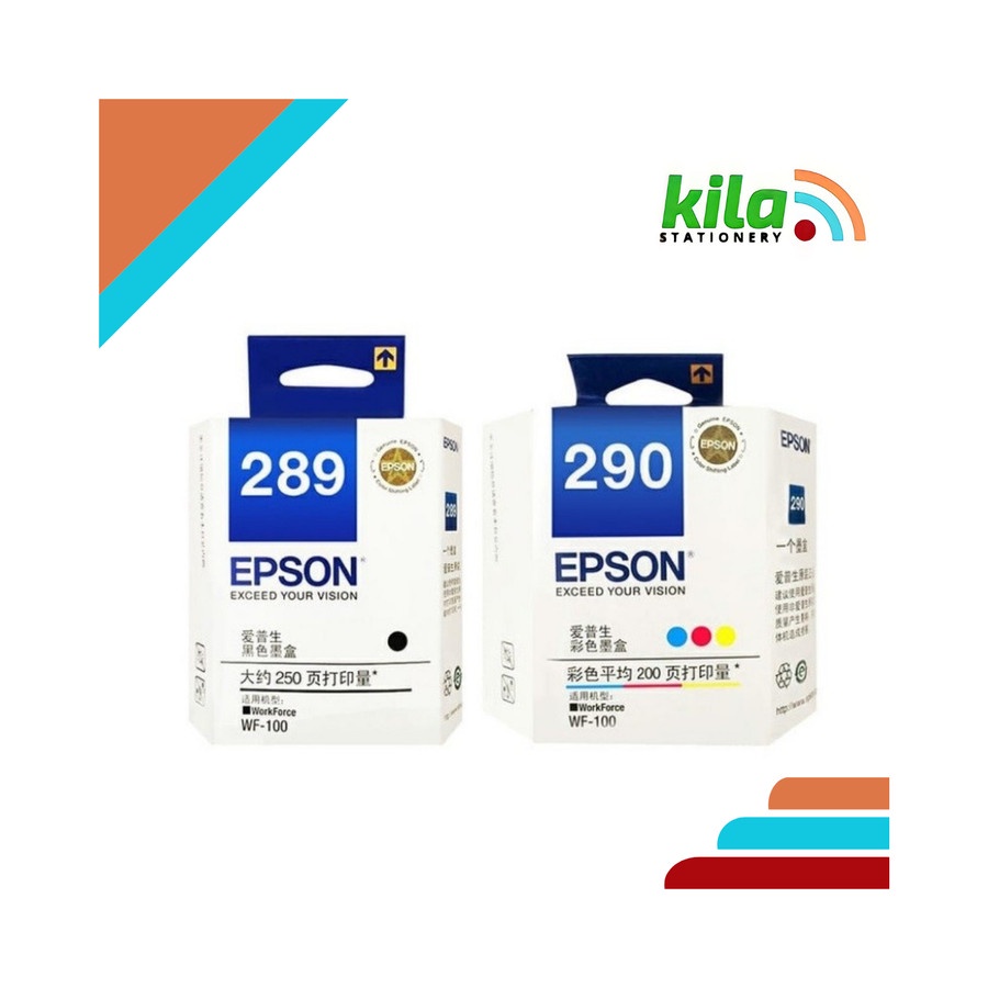 Tinta Epson 289 Black + 290 Color = Printer Epson WorkForce WF - 100