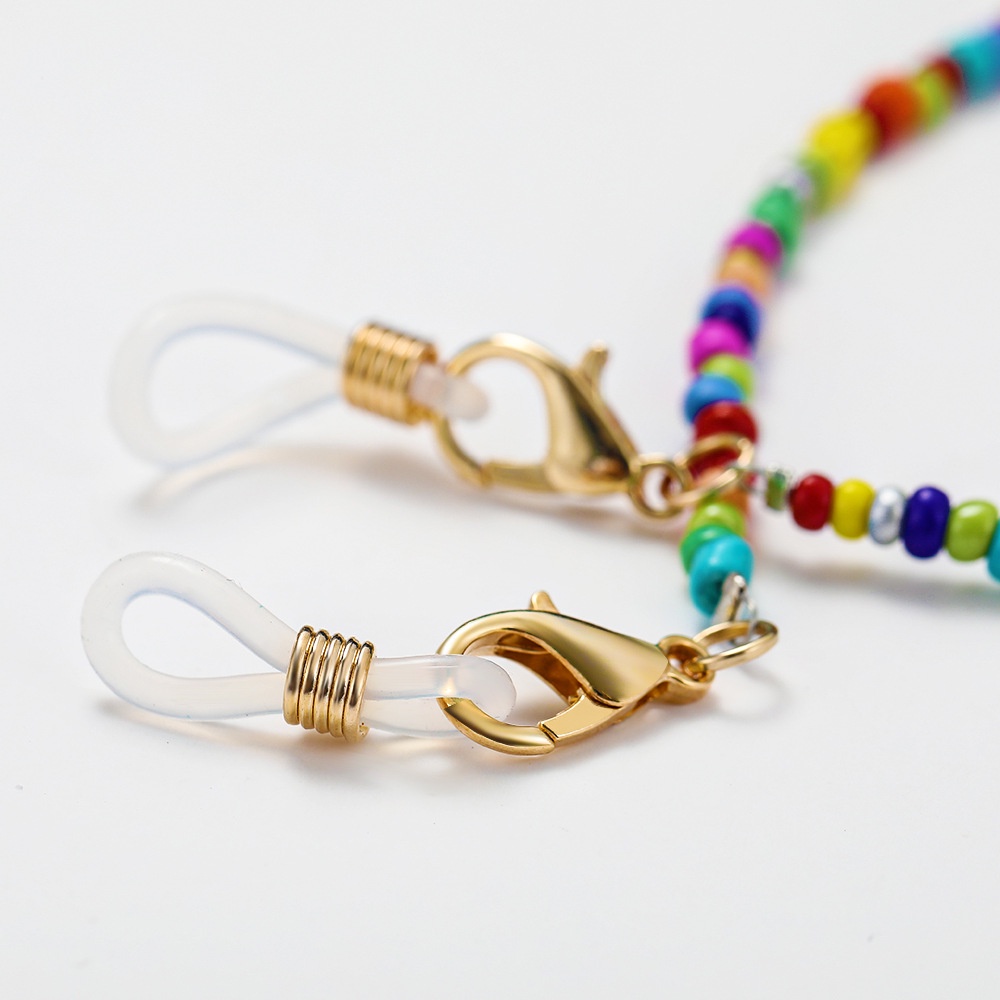 Fashion Rice Bead Mask Glasses Dual-use Lanyard Gold Anti-lost Earphone Mask Chain Glasses Chain Sweet Heart Jewelry