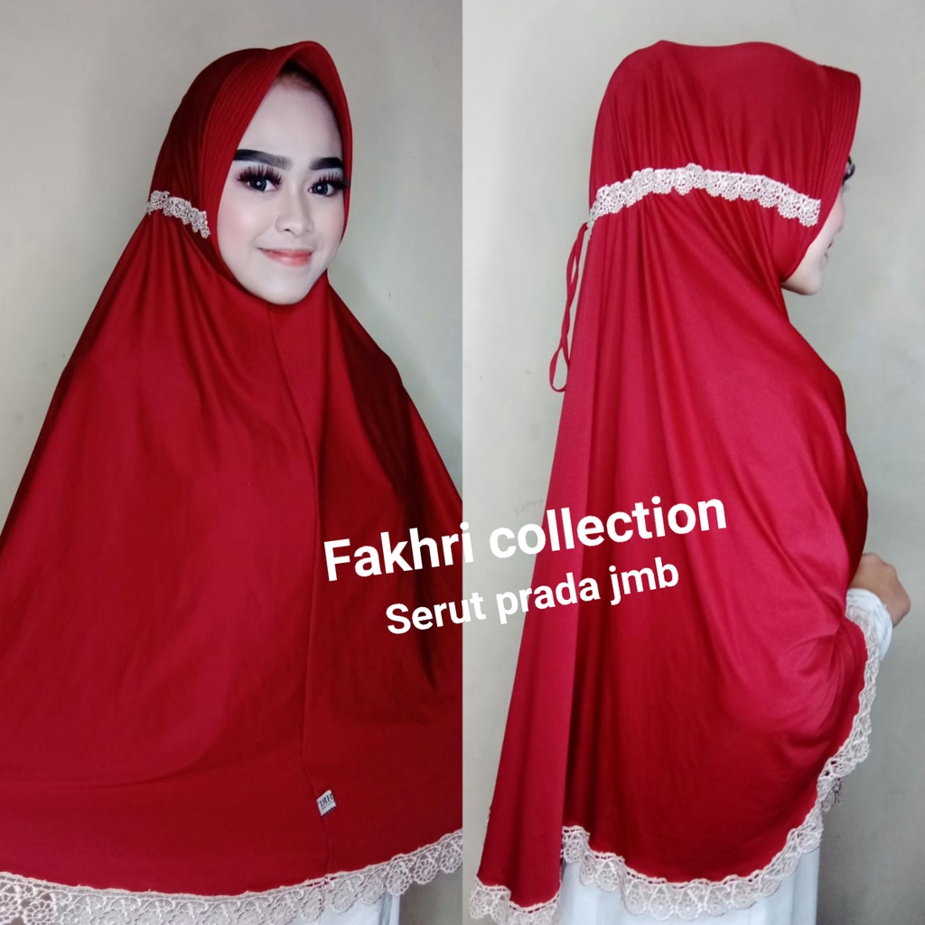 Jilbab/kerudung  Instan Jersey Jumbo ~ Khimar Jersey Renda ~ Hijab Model Bergo terbaru termurah dan 