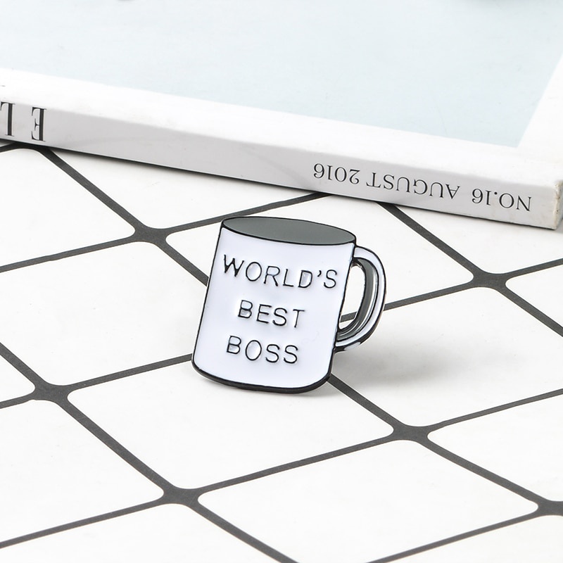 Bros Pin Enamel Bentuk Cangkir Kopi Tulisan World 's Best Boss Mug Untuk Pria Dan Wanita