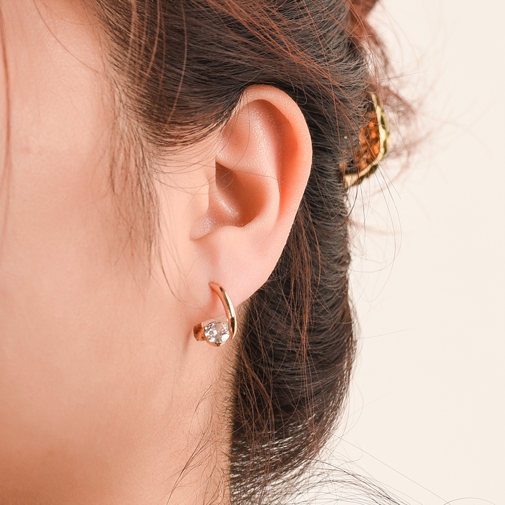 1 Pasang Anting Stud Bentuk Geometris Irregular Bahan Zirkon Gaya Korea Untuk Wanita