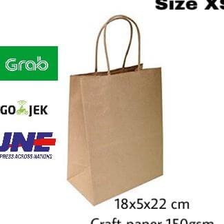 

(TERLARIS) Jual Paperbag Paper Bag Tas Kertas Goodiebag Kraft Paper Xs 18X5X22