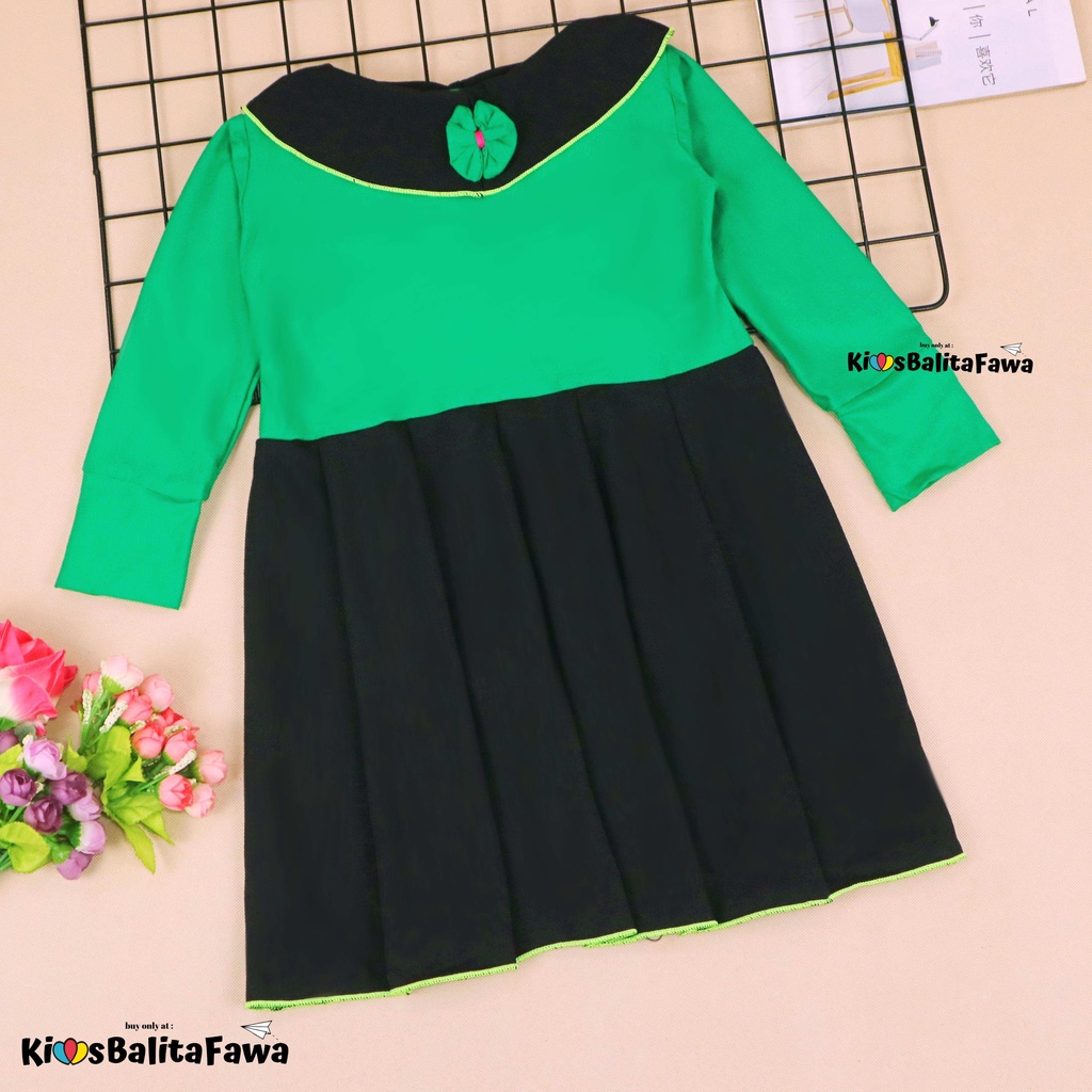 Dress Yumna uk 3-4 Tahun / IMPORT Dres Lengan Panjang Baju Anak Perempuan Gaun Pesta Pakaian Grosir