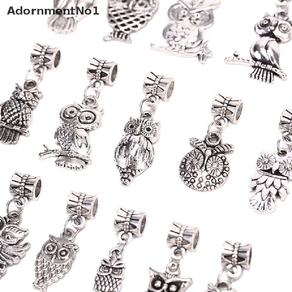 (AdornmentNo1) 16 Pcs Liontin Bentuk Burung Hantu Bahan Alloy Warna Silver Untuk Membuat Perhiasan DIY