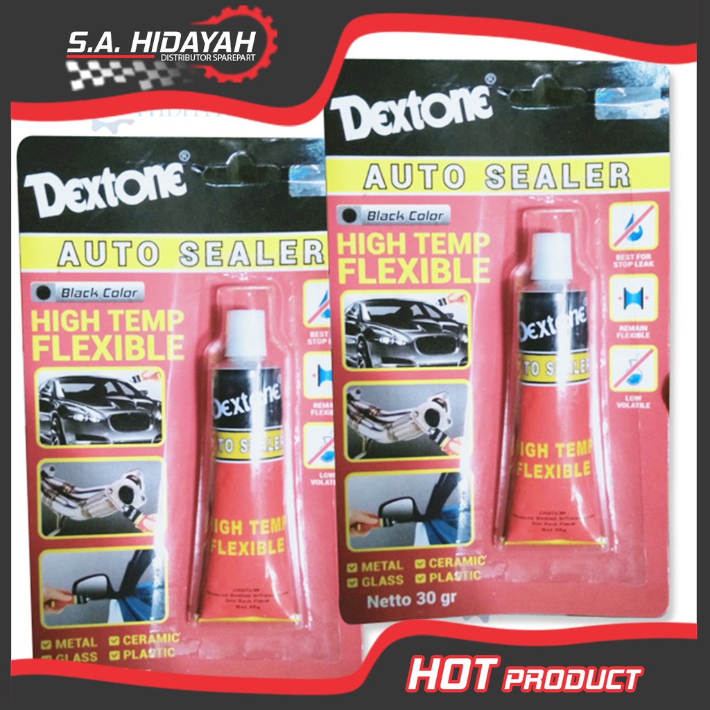 

lem paking / lem gasket / lem sealant dextone hitam merah bening