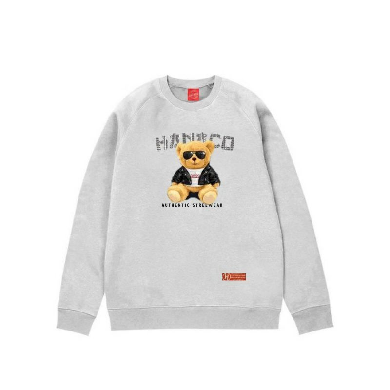 Sweater Pria Distro Original - Crewneck White Unisex Polo Bear Distro  - Crewneck Money talk-No.7