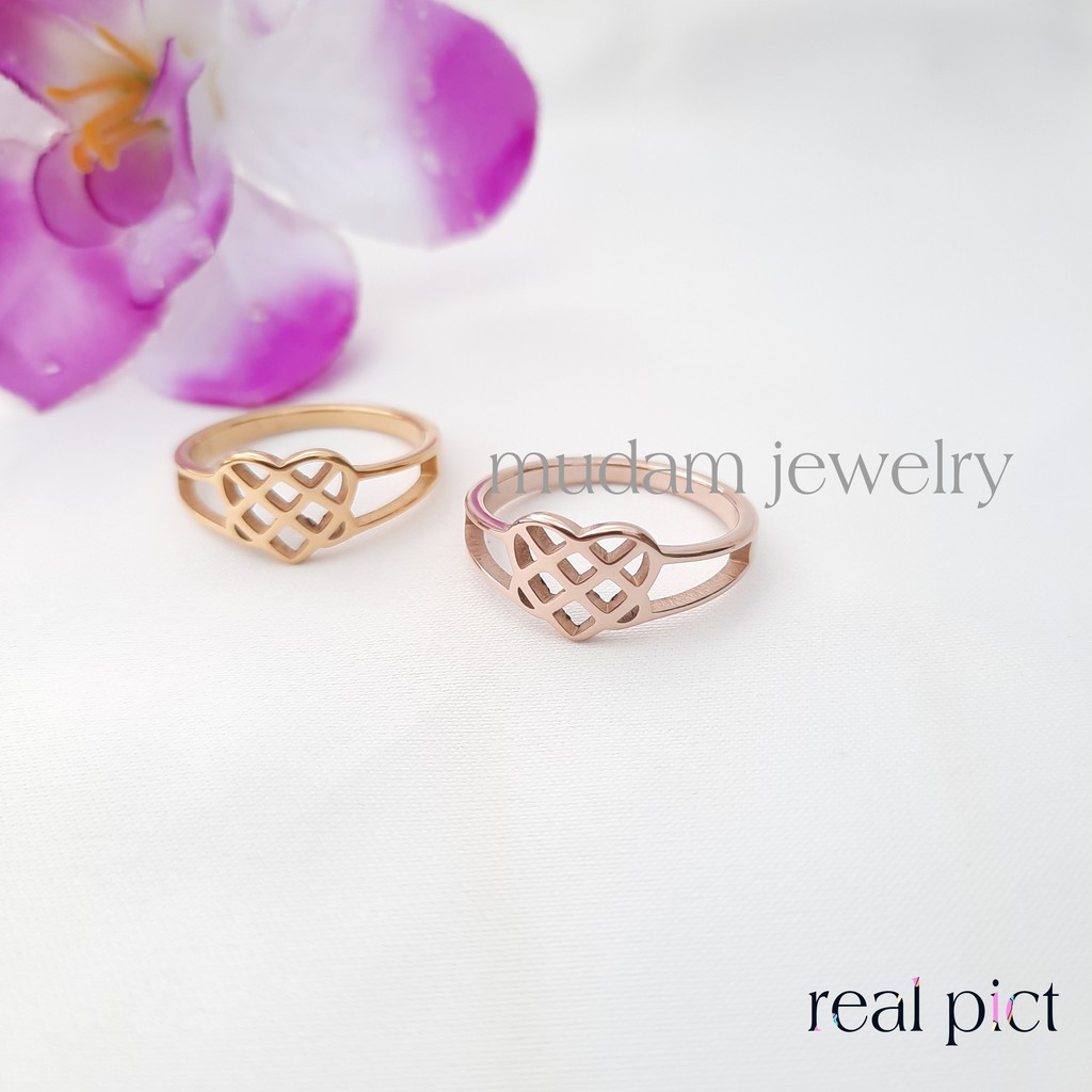 Cincin Titanium Love Ikatan Cinta/ ASLI Cincin Viral/ Cincin Kekinian Warna Rosegold dan Gold