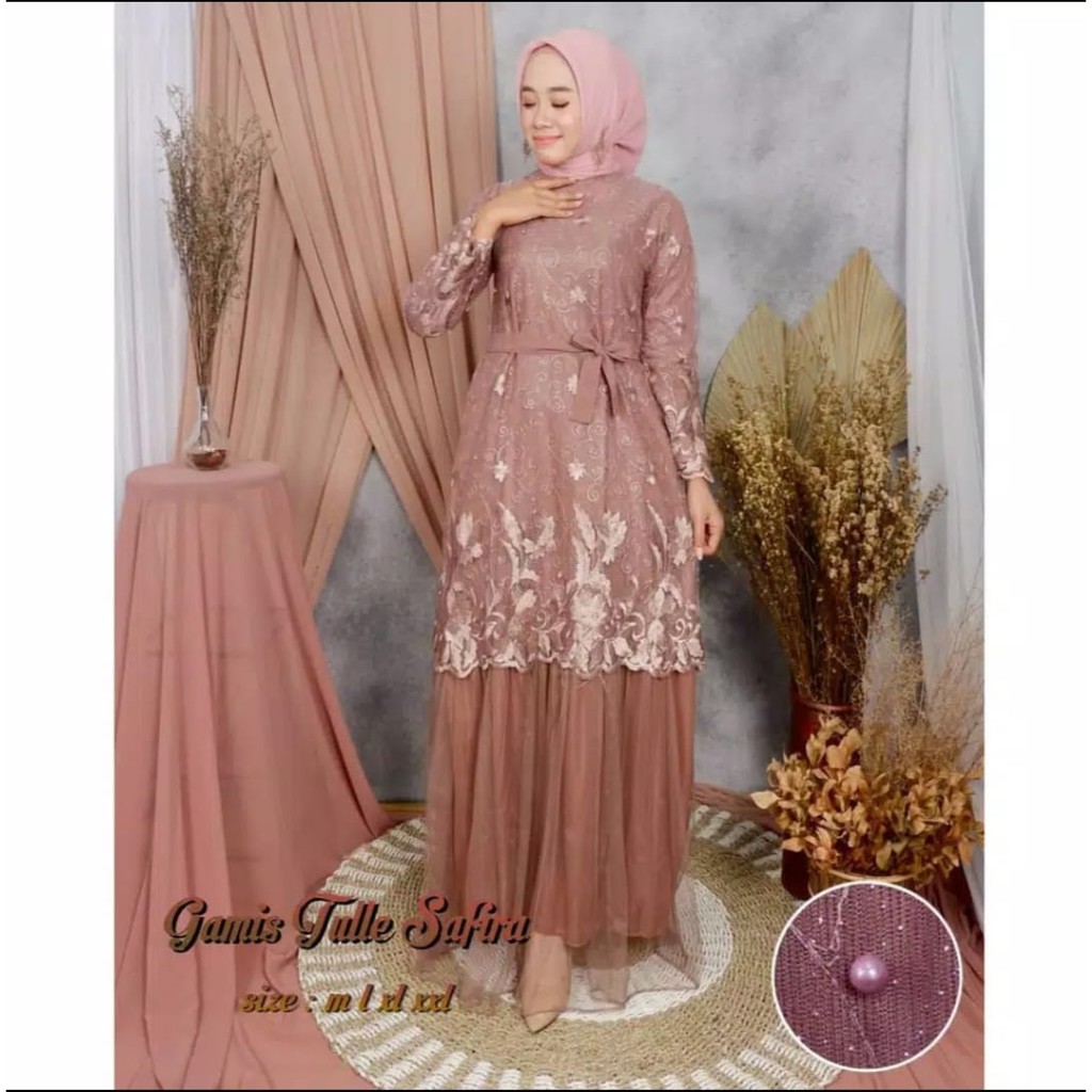 Gamis Safira Tulle Tutu Dress Full Furing M L XL XXL  Gamis tulle Safira Baju Kondangan Baju Pesta