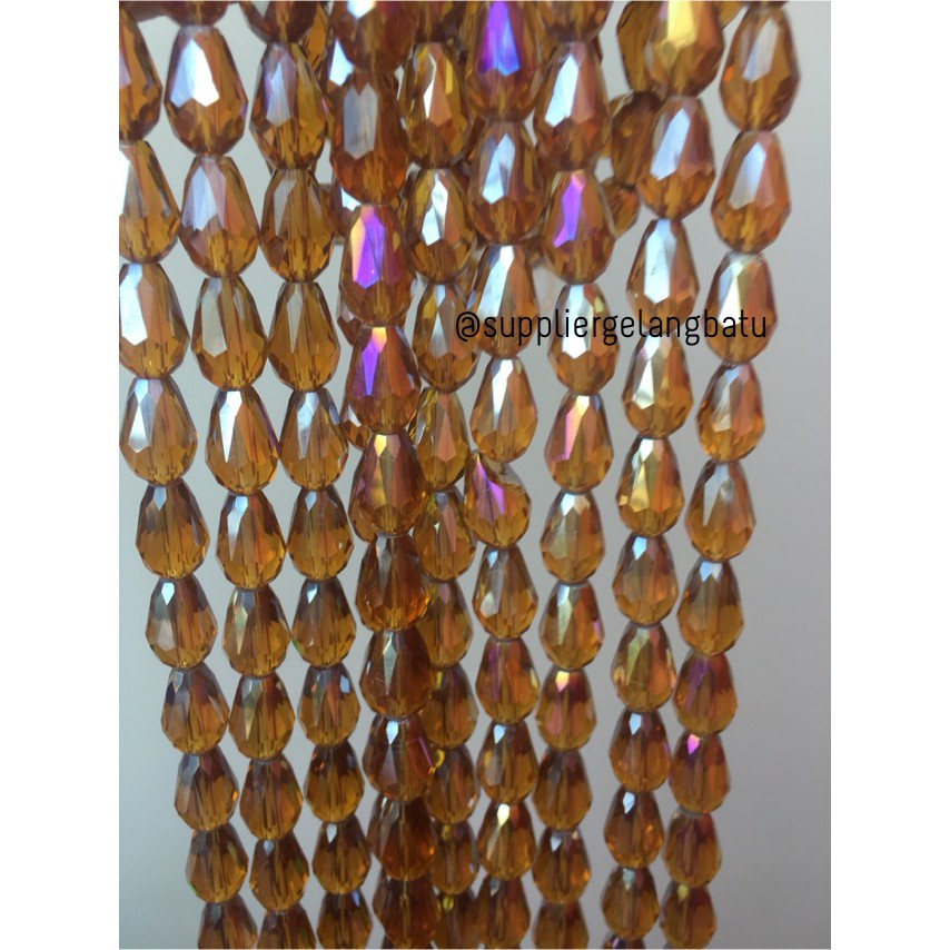 kristal Tetes ceko 13mm x 8mm GOLD CHAMPAGN bead crystal acrillic BEAD aksesoris bahan craft fashion