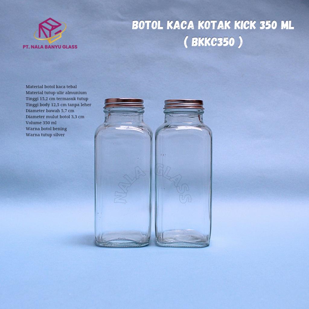 BKKC350 botol kaca kotak french square 350ml / botol jus / botol kopi