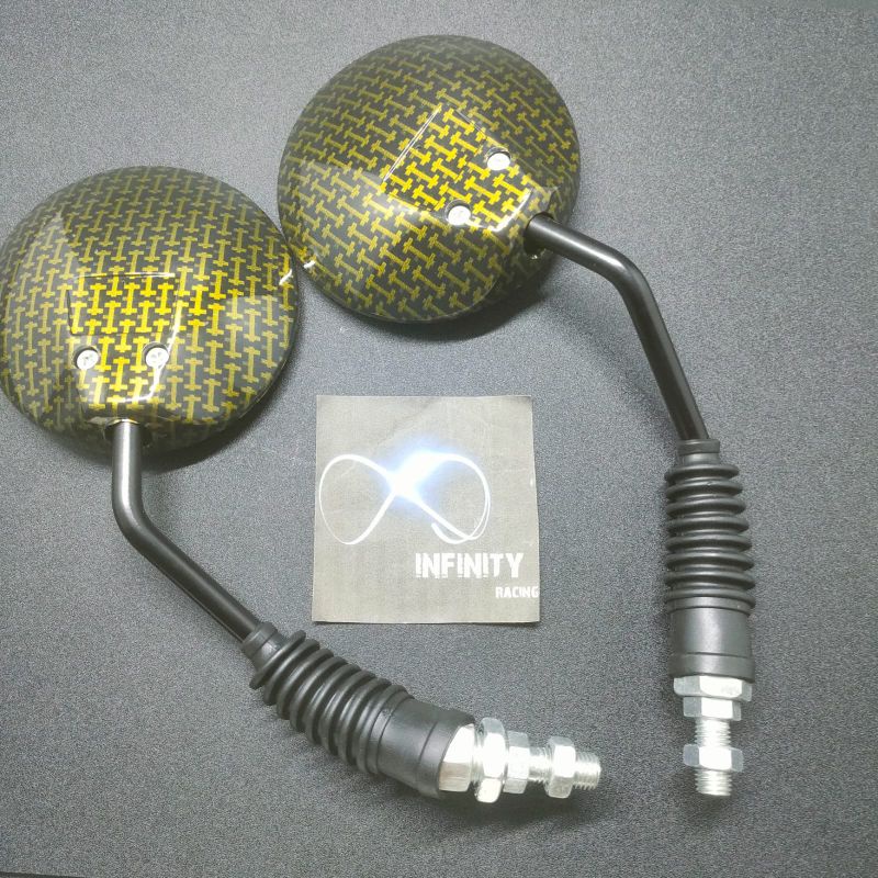 Spion Scoopy Lipat Karbon Gold. Spion Honda Dan Yamaha Bentuk Bulat Carbon Gold
