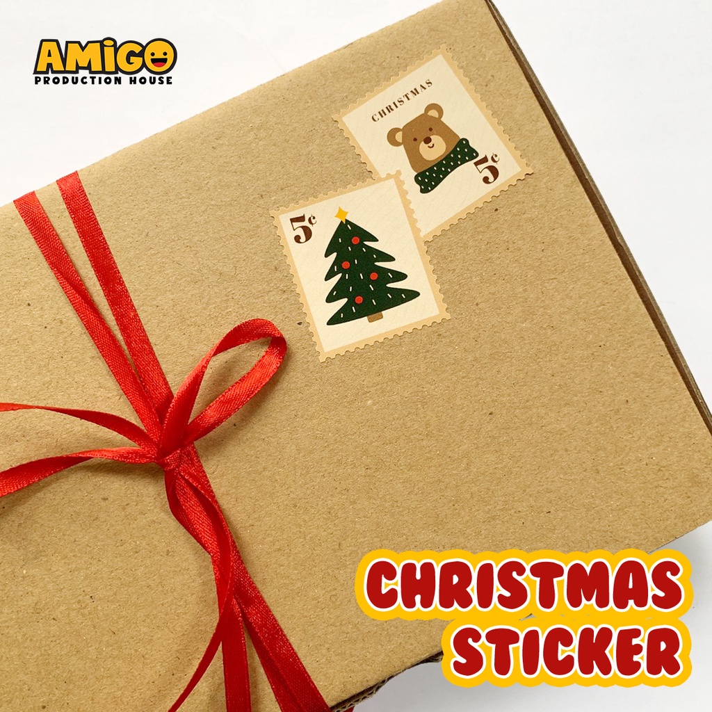 

Stiker Natal Christmas Sticker Label Lucu Kado Packaging Hampers Gift