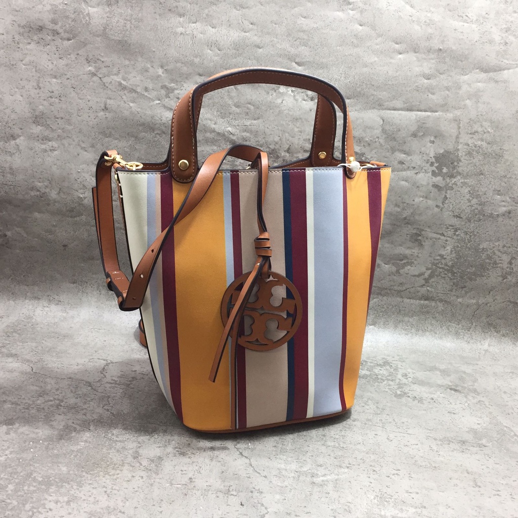 Tory Burch Miller Strip Bucket Bag