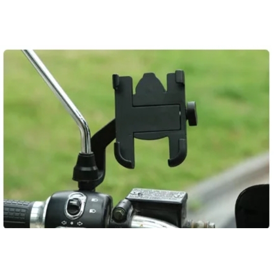 Phone Holder HP Alumunium Besi Spion Sepeda Motor Full Metal Anti Slip