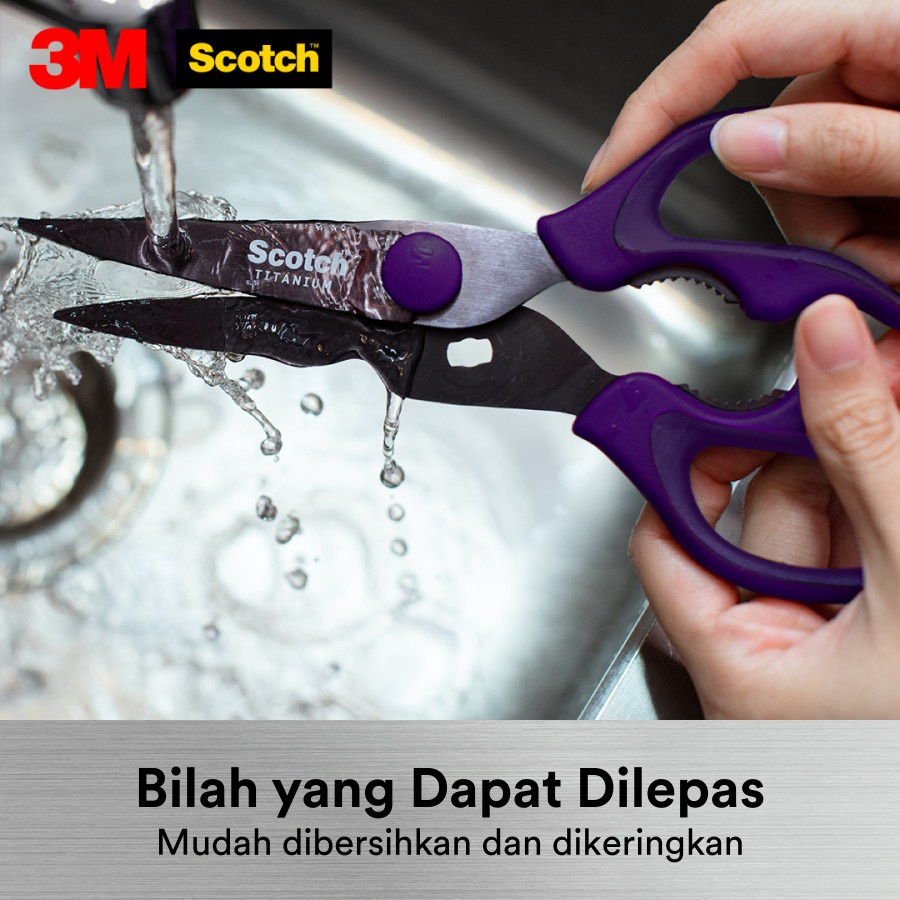 Scotch 3M Gunting Dapur Titanium Kitchen Scissors KS-DT Purple 9 inch