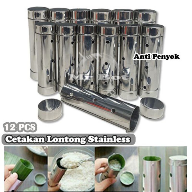 12PCS CETAKAN LONTONG 15CM / 20 cm STAINLESS STEEL HARGA