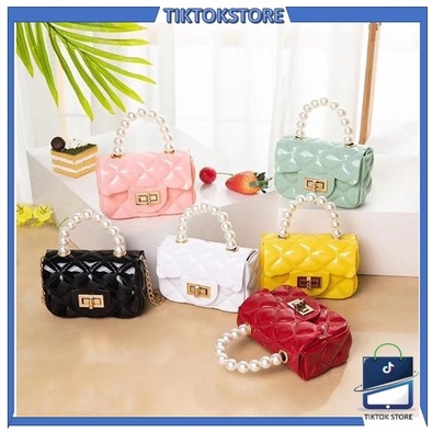 TIKTOK - Tas Selempang Mini / Tas Handbag / Jelly Bag Mutiara Gaya Korea / Tas Fashion