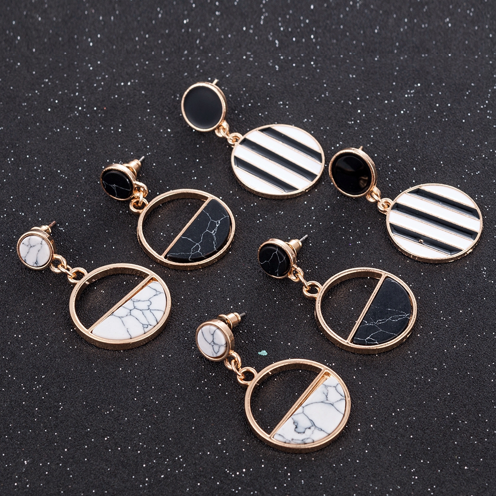 1Pasang Anting Pejantan Liontin Geometris Bohemian Wanita Modis-3