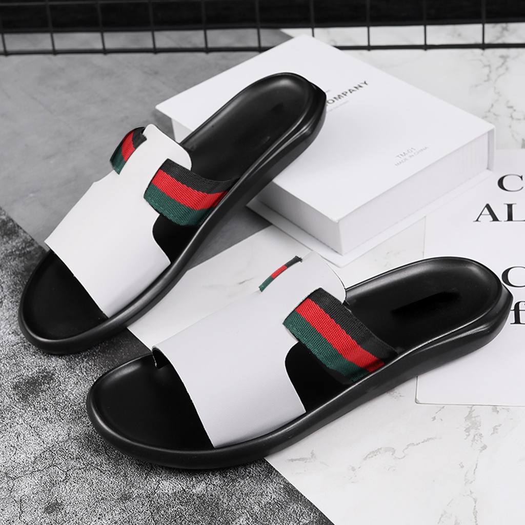 Sandal Slop Pria Kulit Working R-04 Sendal Selop Terbaru Kekinian Slide Casual Selop Asli Original Sandal Cowok Laki-Laki