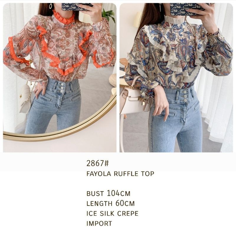 MDLV ~ 2867 FAYOLA RUFFLE TOP BLOUSE IMPORT BLOUSE KOREA BLOUSE PREMIUM ATASAN LENGAN PANJANG FASHION IMPORT