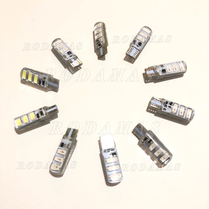 [SATUAN] T10 Crystal Jelly 6 Mata STROBO/Kedip Led 5730 Lampu Senja Sen/Sein