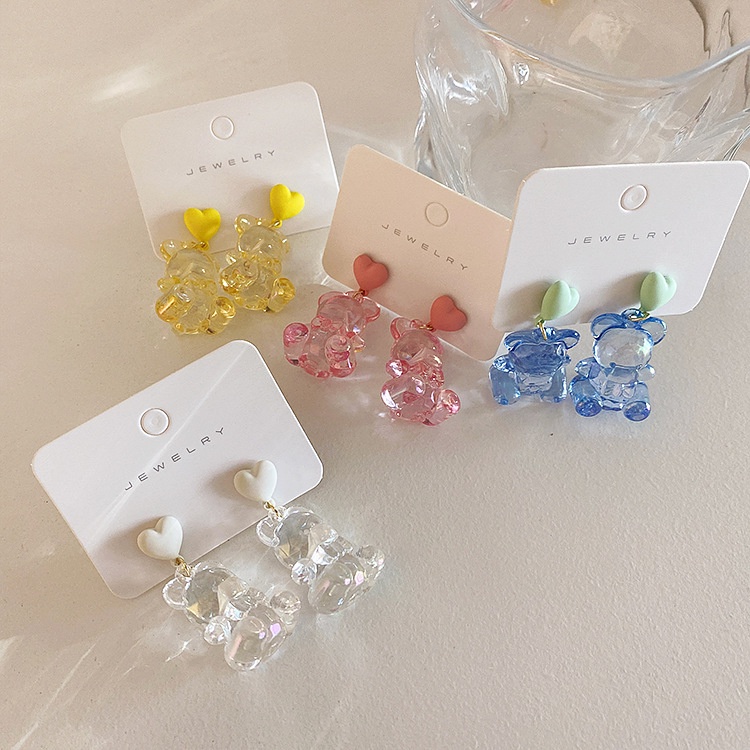 Anting Juntai Bentuk Kartun Beruang Gummy Bear Bahan Resin Untuk Wanita