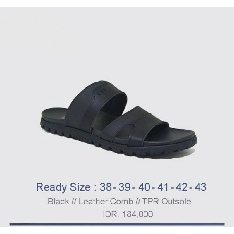 Sandal Kulit MLZ-6 Sendal Slide Pria Bapak2 Size 38-44 Sendal Cowok Kasul Kulit Original Brown, 42