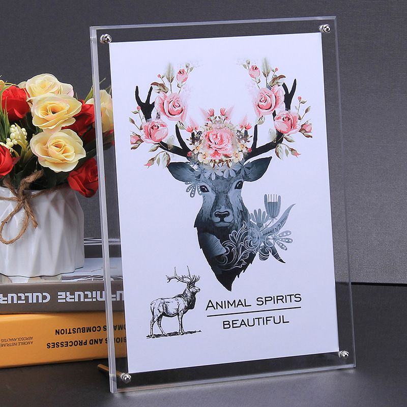 Frame Foto Akrilik A4 Acrylic Photo Table Top Bingkai Photo Stand Penyangga Kaki Metal Stainless Merk MC Marga Cipta