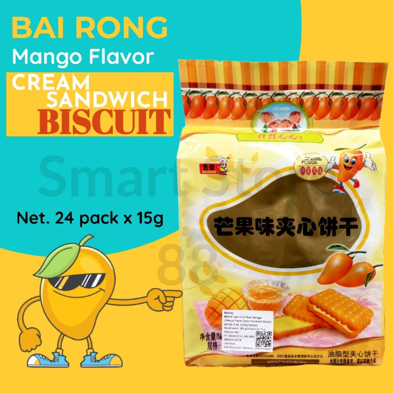 

BAIRONG MANGO FLAVOR CREAM SANDWICH BISCUITS 360GR BAI RONG BISKUIT IMPORT JEPANG BISCUIT LAPIS DENGAN KRIM MANGGA