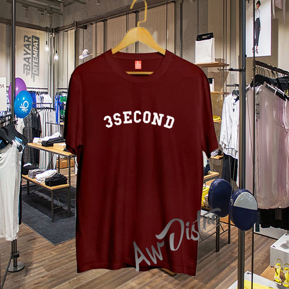 COD Baju Kaos Distro 3Second Lkg White Premium Quality Lengan Pendek Kaos Tulisan Kaos Kata-Kata Kaos Sablon