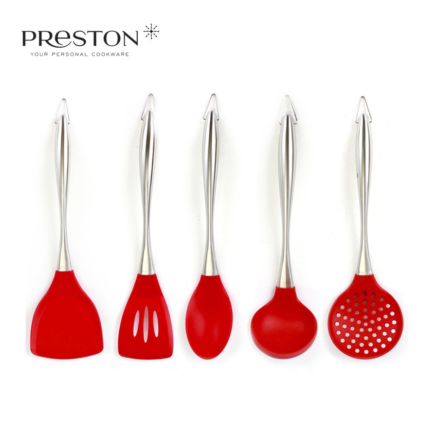 PRESTON COOKWARE SET SPATULA - Popula Set Spatula MERAH - Sutil Masak Silikon Food Grade / Spatula Silikon Set