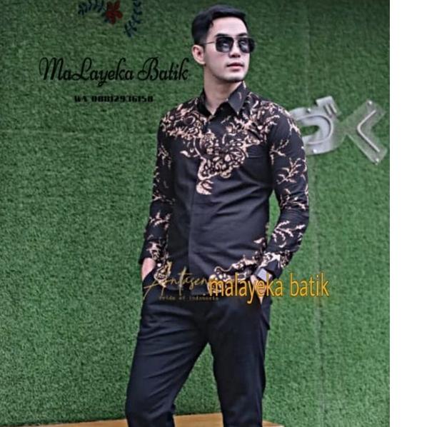 TERBAIK Baju Batik kemeja batik pria pakaian Legan panjang Dewasa batik cowok modern Asli Batik Solo