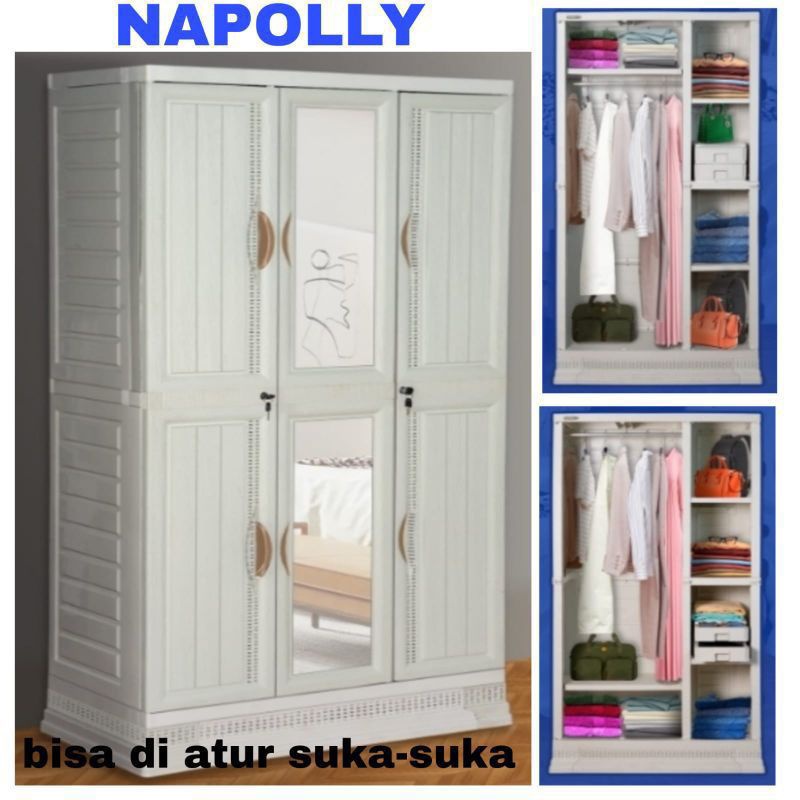 LEMARI PLASTIK 3 PINTU NAPOLLY