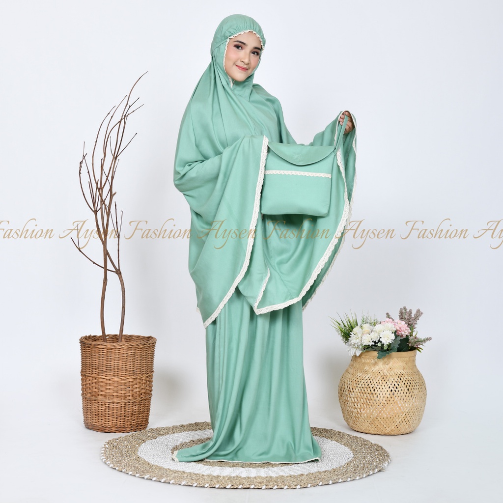 Mukena Dewasa Rayon Polos Renda Atifaseries