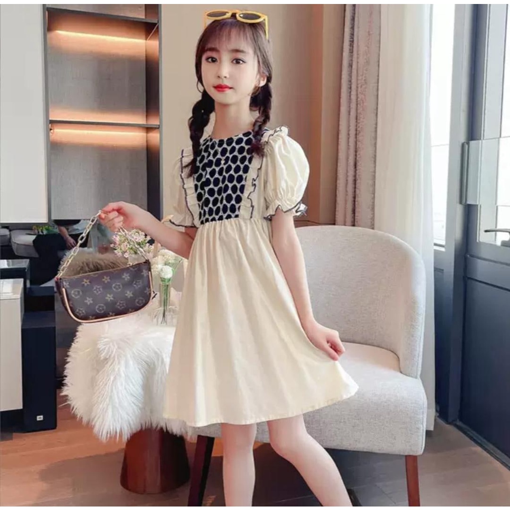 Promo !! Dress import anak cewek / Dress anna bobba curly ukuran 4-7tahun / Dress anak korean soft