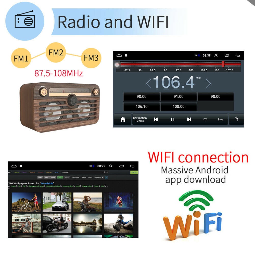 10.1'' Android 9.1 2DIN WIFI GPS Navigation Car Stereo MP5 Player Bluetooth Handsfree Radio Video