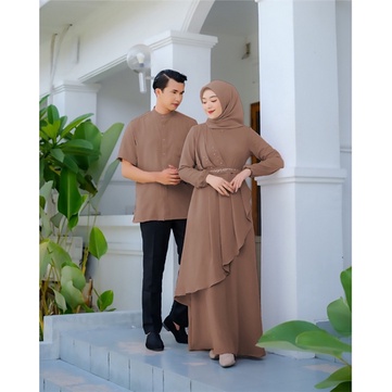 Baju Gamis Couple Kapel Maxi Dress Kemeja Pasangan Pesta Lebaran Idul Fitri 2022 2023 Cp Lussen Baha