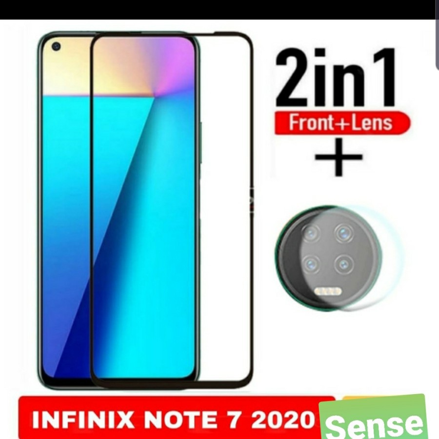 Tempered Glass 9D INFINIX NOTE 7 + Tg Lensa Camera 2in1